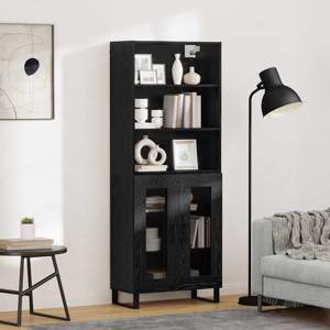 Highboard 2 szt. Czarny Dąb 69,5 x 34 x 180 cm