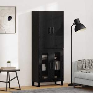 Highboard 2 szt. Czarny Dąb 69,5 x 34 x 180 cm