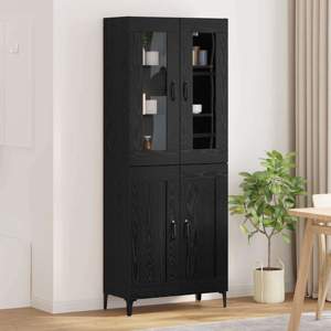 Highboard Czarny Dąb 69,5 x 34 x 180 cm Drewno inżynieryjne