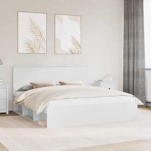 Ramka łóżka Z zagłówkiem Biały 180 x 200 cm Lite drewno sosnowe