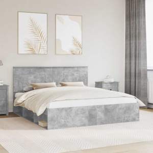 Ramka łóżka Betonowy 180 x 200 cm Lite drewno sosnowe