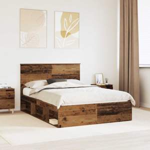 Ramka łóżka Stare drewno 140 x 190 cm Lite drewno sosnowe