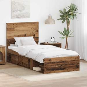 Ramka łóżka Stare drewno 100 x 200 cm Lite drewno sosnowe
