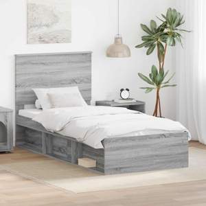 Ramka łóżka Szary Sonoma 90 x 190 cm Lite drewno sosnowe