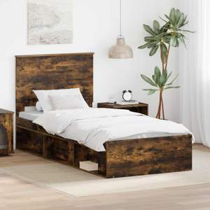 Ramka łóżka Dąb wędzony 90 x 200 cm Lite drewno sosnowe
