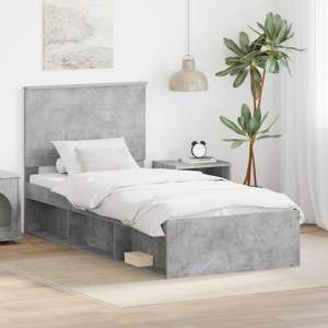 Ramka łóżka Szary beton 75 x 190 cm Lite drewno sosnowe