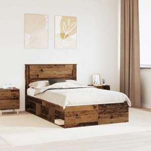 Ramka łóżka Stare drewno 135 x 190 cm Lite drewno sosnowe