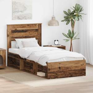 Ramka łóżka Stare drewno 100 x 200 cm Lite drewno sosnowe