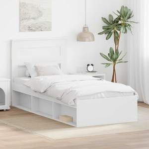 Ramka łóżka Gładki Biały 75 x 190 cm Lite drewno sosnowe