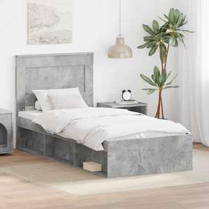 Ramka łóżka Gładki Szary beton 75 x 190 cm Lite drewno sosnowe