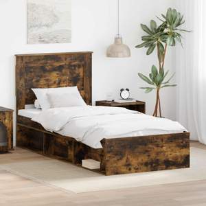 Ramka łóżka Gładki Dąb wędzony 75 x 190 cm Lite drewno sosnowe