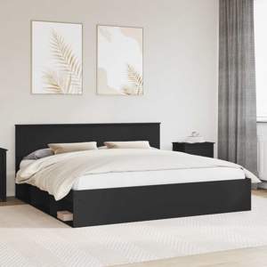 Ramka łóżka Czarny 200 x 200 cm Lite drewno sosnowe