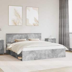 Ramka łóżka Betonowy 180 x 200 cm Lite drewno sosnowe
