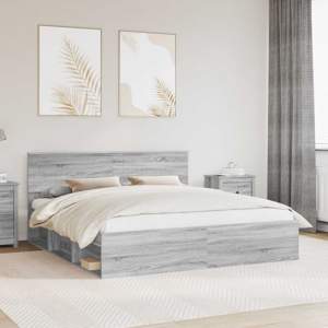 Ramka łóżka Szary Sonoma 180 x 200 cm Lite drewno sosnowe