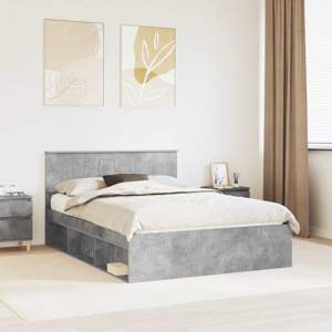 Ramka łóżka Betonowy 140 x 200 cm Lite drewno sosnowe