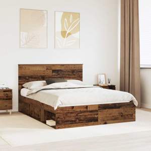 Ramka łóżka Stare drewno 150 x 200 cm Lite drewno sosnowe
