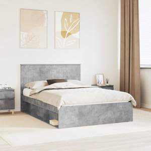 Ramka łóżka Betonowy 140 x 190 cm Lite drewno sosnowe
