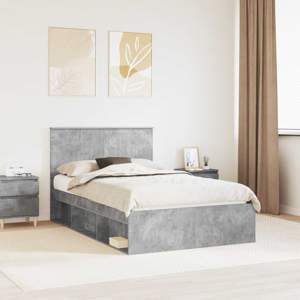 Ramka łóżka Betonowy 120 x 200 cm Lite drewno sosnowe