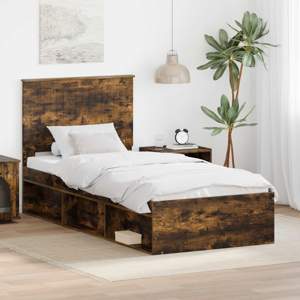 Ramka łóżka Dąb wędzony 90 x 200 cm Lite drewno sosnowe