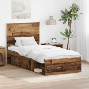 Ramka łóżka Stare drewno 90 x 190 cm Lite drewno sosnowe