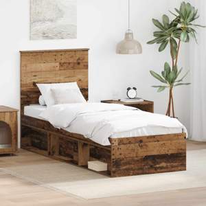 Ramka łóżka Stare drewno 75 x 190 cm Lite drewno sosnowe