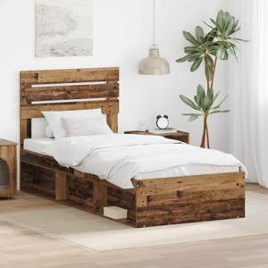 Ramka łóżka Stare drewno 100 x 200 cm Lite drewno sosnowe