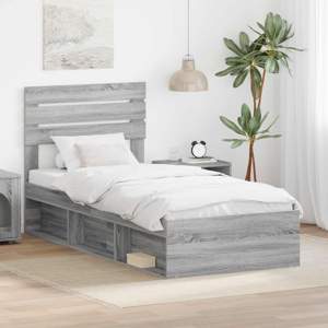 Ramka łóżka Szary Sonoma 75 x 190 cm Lite drewno sosnowe