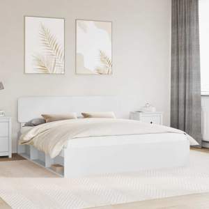 Ramka łóżka Z zagłówkiem Biały 180 x 200 cm Lite drewno sosnowe