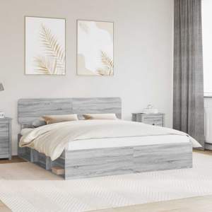 Ramka łóżka Szary Sonoma 180 x 200 cm Lite drewno sosnowe