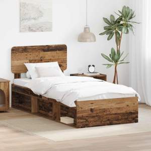 Ramka łóżka Stare drewno 75 x 190 cm Lite drewno sosnowe