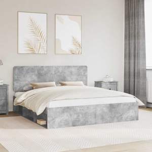 Ramka łóżka Betonowy 180 x 200 cm Lite drewno sosnowe