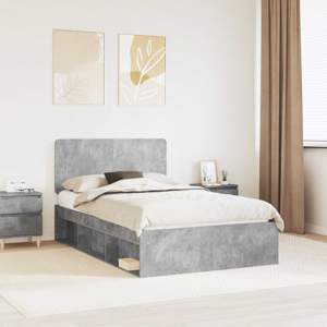 Ramka łóżka Betonowy 120 x 200 cm Lite drewno sosnowe