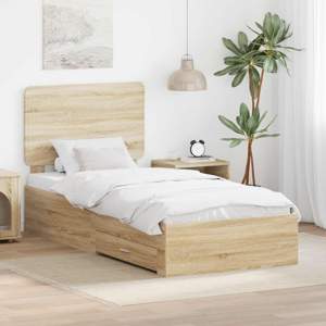 Ramka łóżka Dąb Sonoma 75 x 190 cm Drewno inżynieryjne
