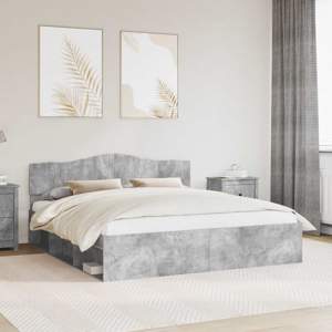 Ramka łóżka Betonowy 180 x 200 cm Lite drewno sosnowe