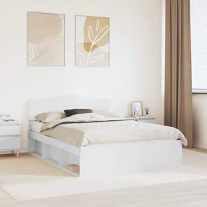 Ramka łóżka Z zagłówkiem Biały 160 x 200 cm Lite drewno sosnowe