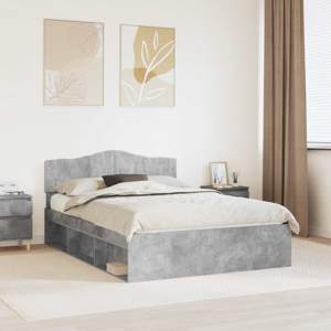 Ramka łóżka Betonowy 140 x 200 cm Lite drewno sosnowe