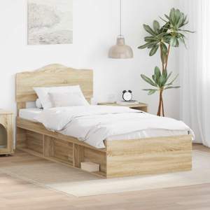 Ramka łóżka Dąb Sonoma 75 x 190 cm Lite drewno sosnowe