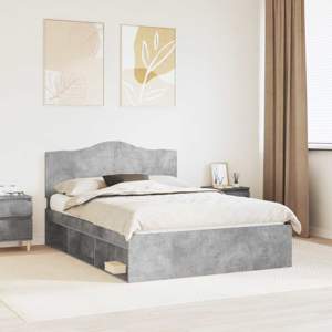 Ramka łóżka Betonowy 140 x 190 cm Lite drewno sosnowe