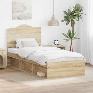 Ramka łóżka Dąb Sonoma 75 x 190 cm Lite drewno sosnowe