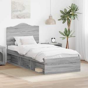 Ramka łóżka Szary Sonoma 75 x 190 cm Lite drewno sosnowe
