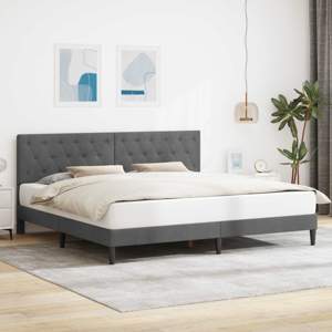 Ramka łóżka Z zagłówkiem ciemnoszary 180 x 200 cm Welur