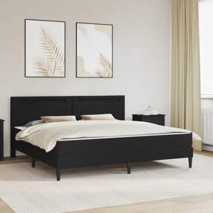 Ramka łóżka z paskami LED Czarny 180 x 200 cm Ekoskóra