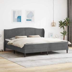 Ramka łóżka Z zagłówkiem ciemnoszary 200 x 200 cm Welur