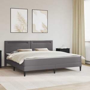 Ramka łóżka z paskami LED Szary 180 x 200 cm Ekoskóra