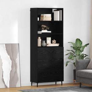 Highboard 2 szt. Czarny Dąb 69,5 x 34 x 180 cm