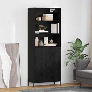 Highboard Czarny Dąb 69,5 x 34 x 180 cm Drewno inżynieryjne