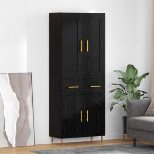 Highboard Czarny Dąb 69,5 x 34 x 180 cm Drewno inżynieryjne