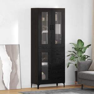 Highboard Czarny Dąb 69,5 x 34 x 180 cm Drewno inżynieryjne