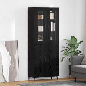 Highboard 2 szt. Czarny Dąb 69,5 x 34 x 180 cm