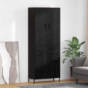 Highboard Czarny Dąb 69,5 x 34 x 180 cm Drewno inżynieryjne